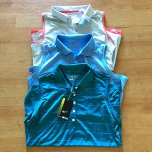 Lots of 3 Nike / Adidas no sleeve Golf polo shirts